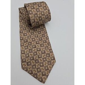 Bugatti Men's 100% Silk GEOMETRIC Neck Tie Brown Multi 3‎ 7/8" x 58"